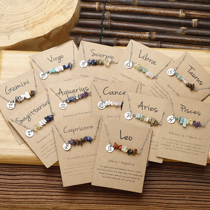 Collier pendentif zodiaque en perles de cristal naturel Olivenorma