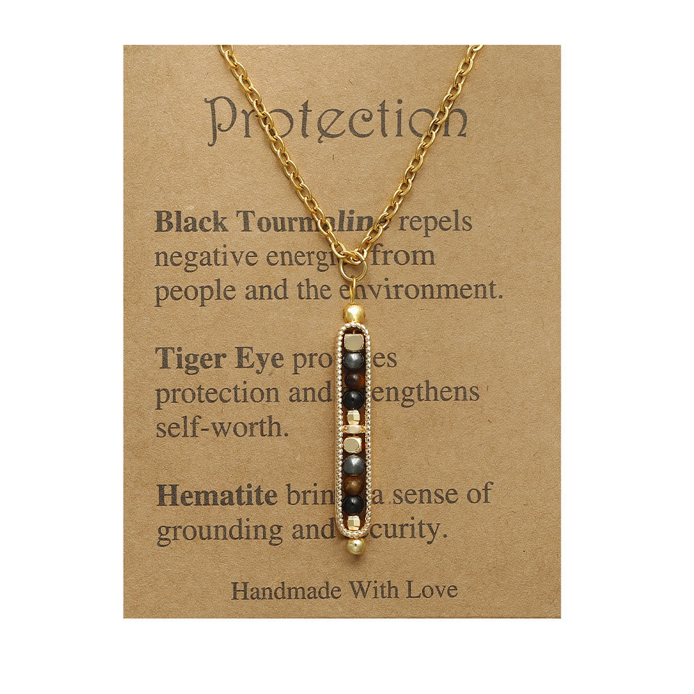 Collier pendentif pois en pierre naturelle de guérison fonctionnelle Olivenorma