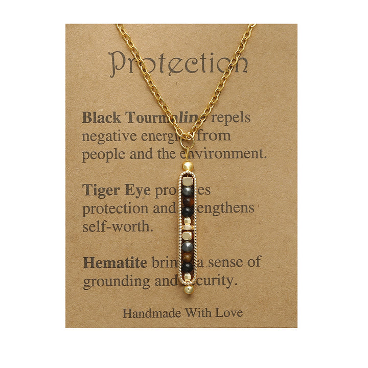 Collier pendentif pois en pierre naturelle de guérison fonctionnelle Olivenorma