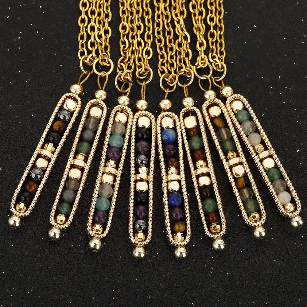 Collier pendentif pois en pierre naturelle de guérison fonctionnelle Olivenorma