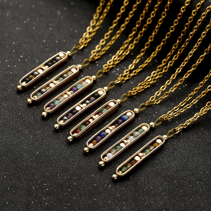 Collier pendentif pois en pierre naturelle de guérison fonctionnelle Olivenorma