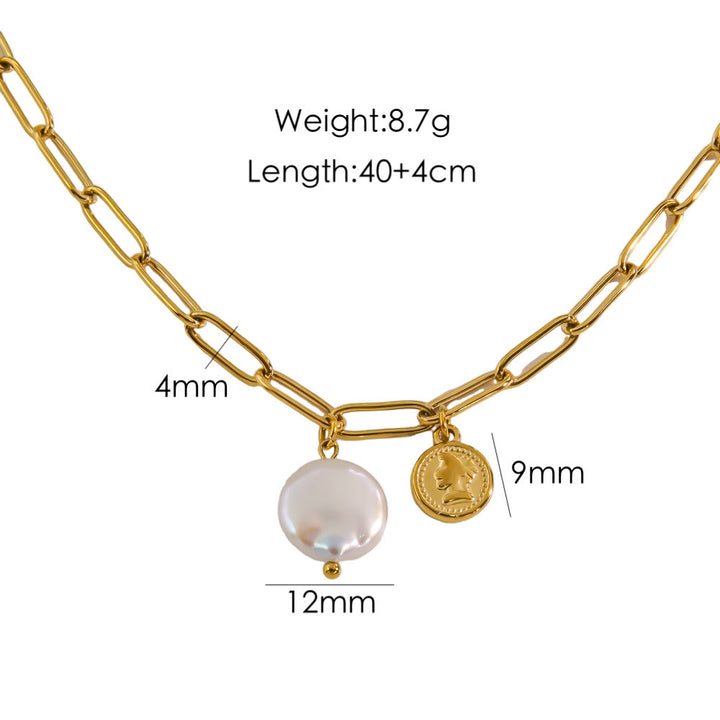 Collier avec pendentif en nacre naturelle de perles d'eau douce Olivenorma