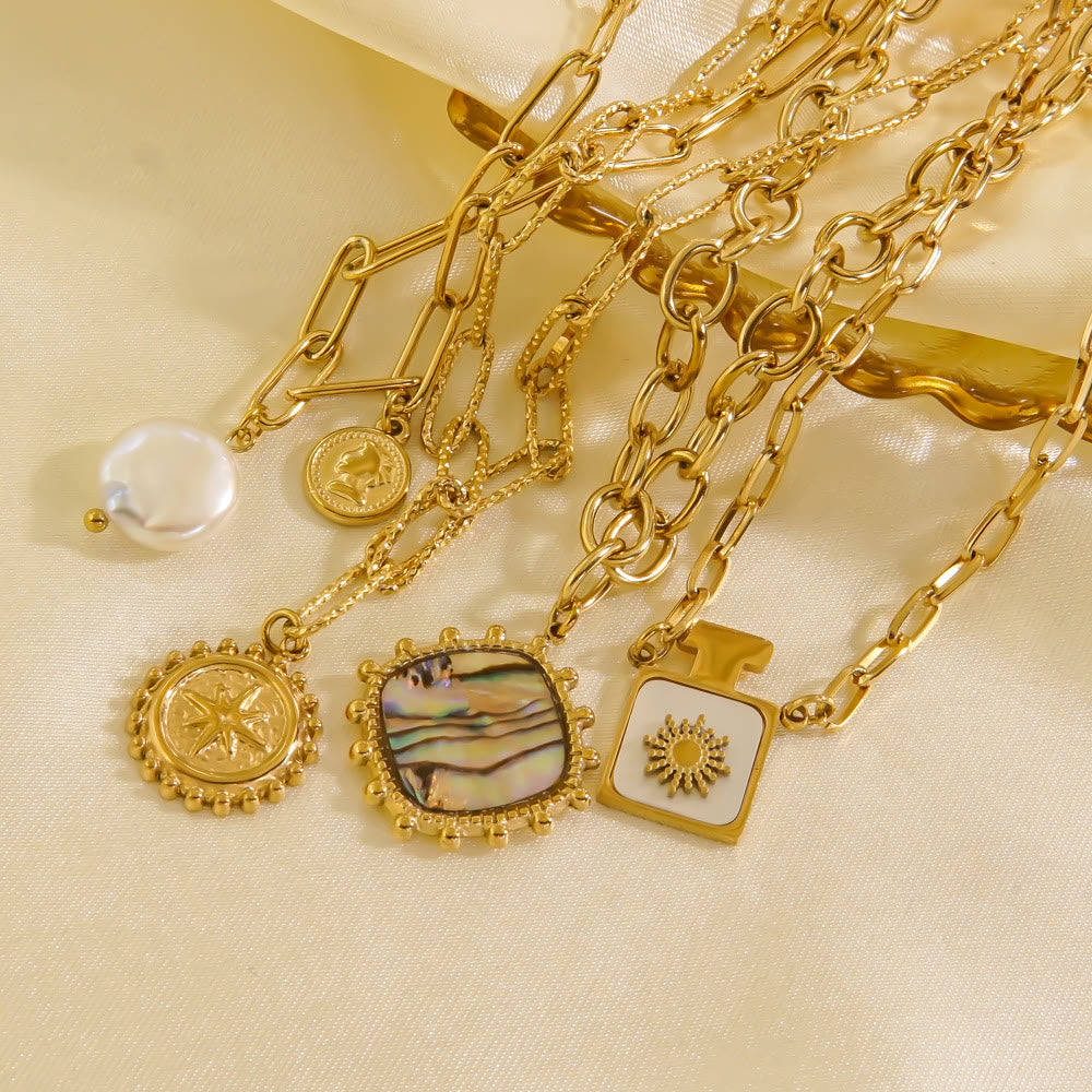 Collier avec pendentif en nacre naturelle de perles d'eau douce Olivenorma