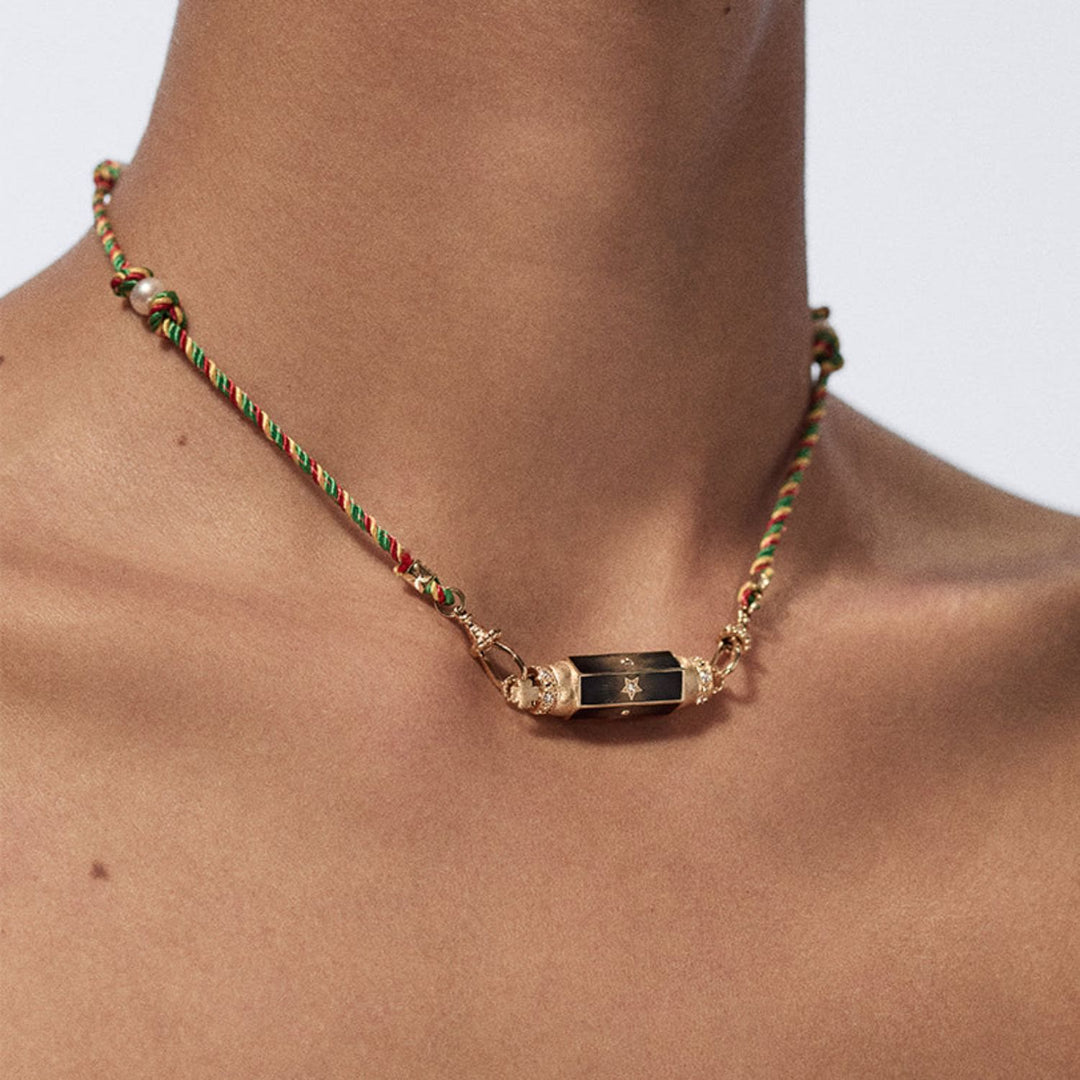 Collier pendentif kaléidoscope de tarot coloré en corde tressée Olivenorma - image 0