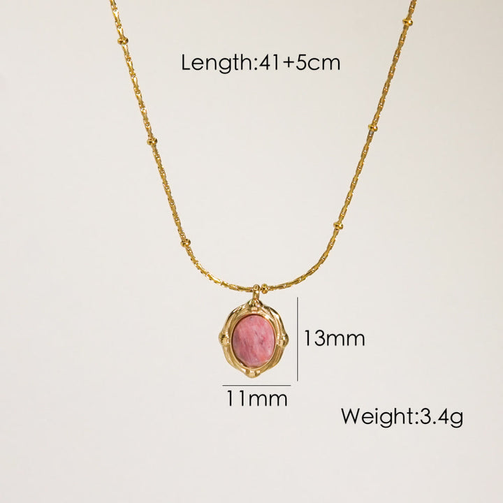 Collier avec pendentif en rhodonite naturelle Olivenorma