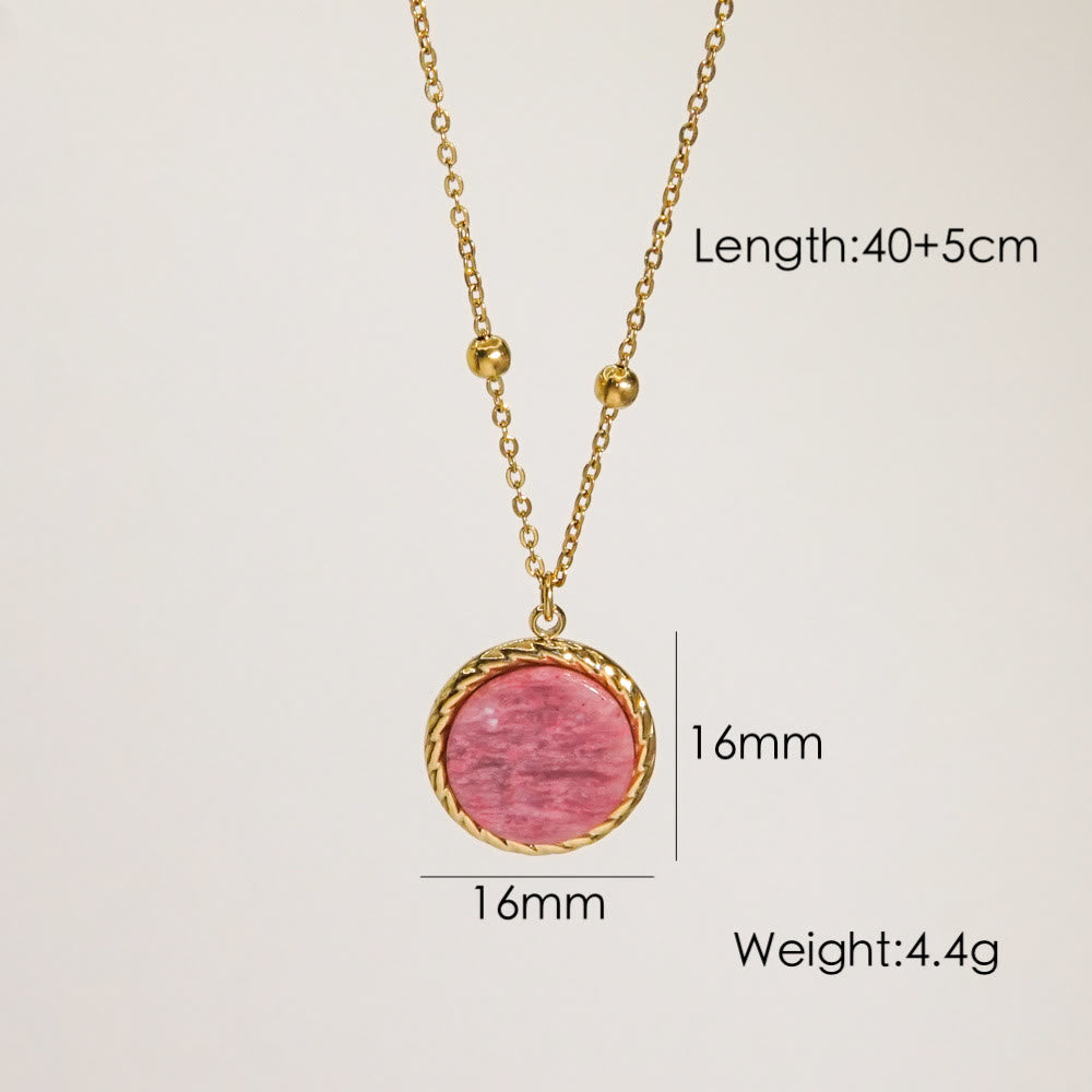 Collier avec pendentif en rhodonite naturelle Olivenorma