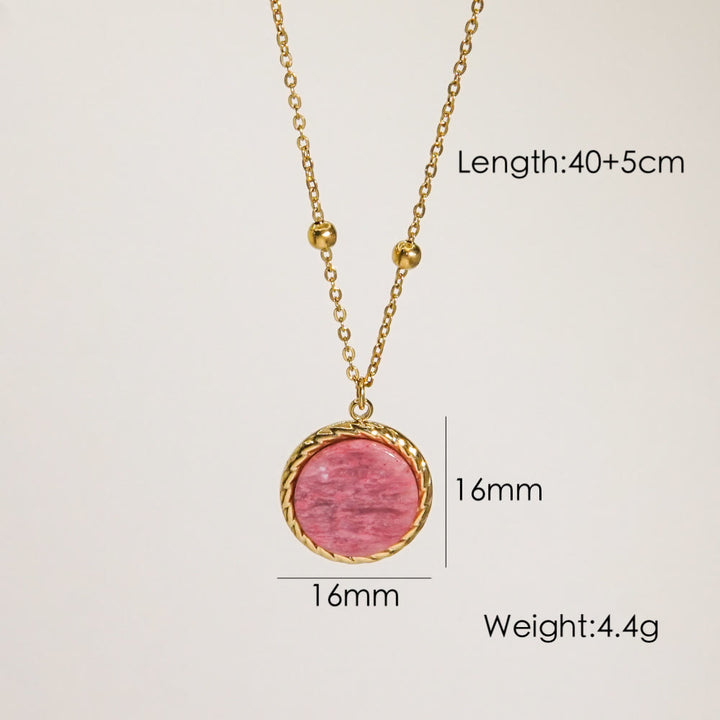 Collier avec pendentif en rhodonite naturelle Olivenorma