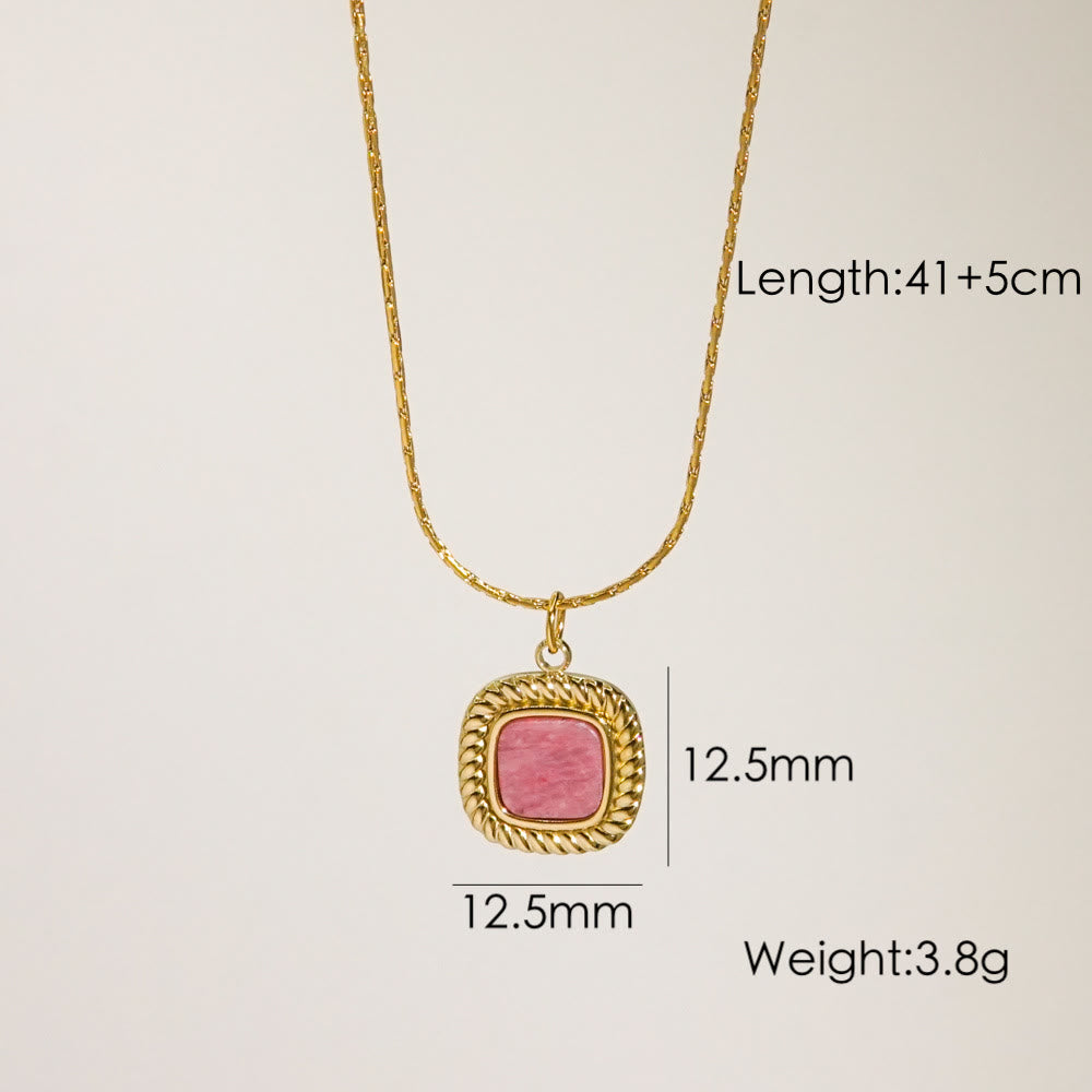 Collier avec pendentif en rhodonite naturelle Olivenorma