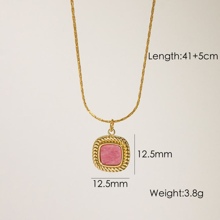 Collier avec pendentif en rhodonite naturelle Olivenorma