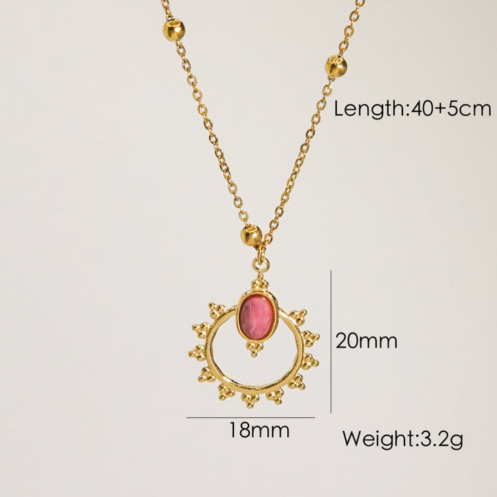Collier avec pendentif en rhodonite naturelle Olivenorma