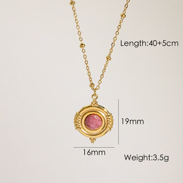 Collier avec pendentif en rhodonite naturelle Olivenorma