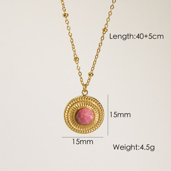 Collier avec pendentif en rhodonite naturelle Olivenorma