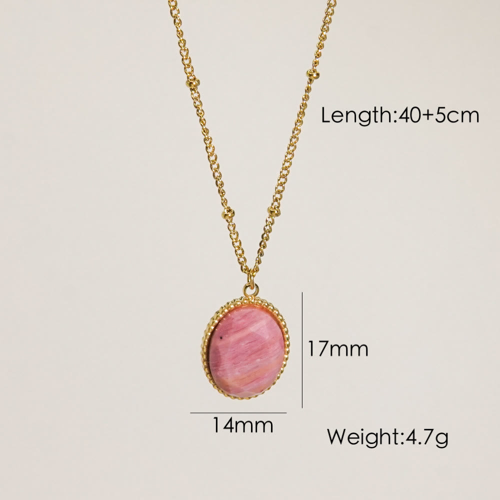 Collier avec pendentif en rhodonite naturelle Olivenorma