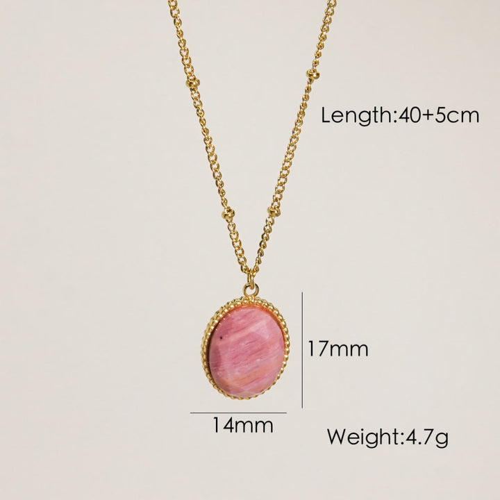 Collier avec pendentif en rhodonite naturelle Olivenorma