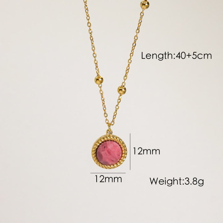 Collier avec pendentif en rhodonite naturelle Olivenorma