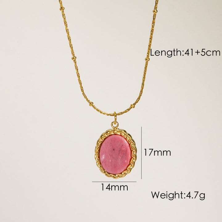 Collier avec pendentif en rhodonite naturelle Olivenorma