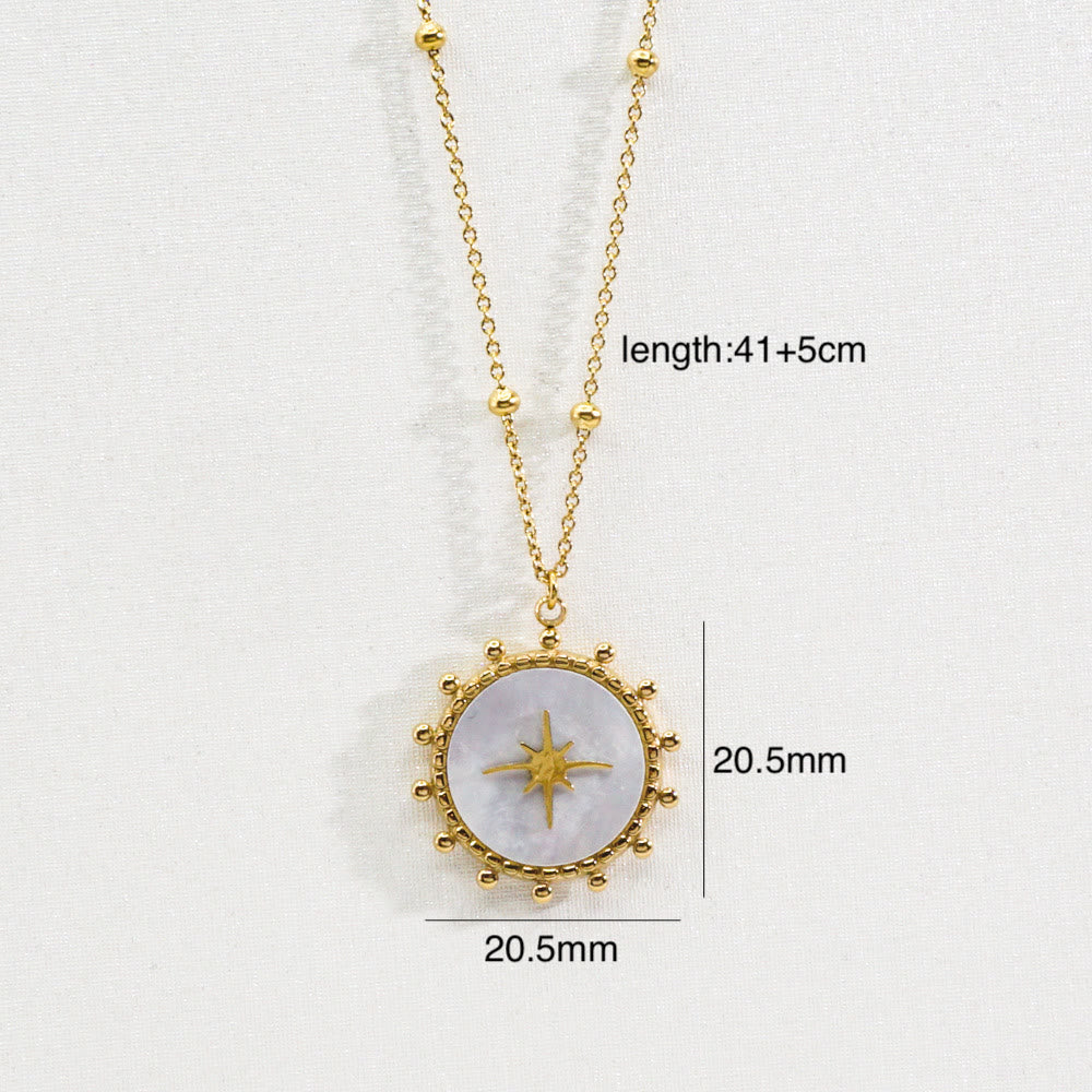 Collier avec pendentif étoile à huit branches en pierre naturelle Olivenorma