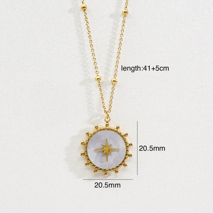 Collier avec pendentif étoile à huit branches en pierre naturelle Olivenorma