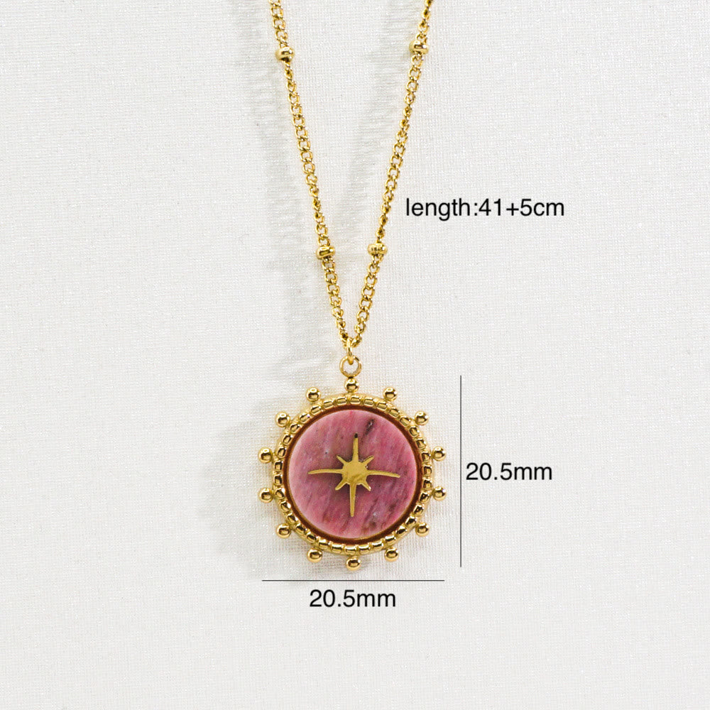 Collier avec pendentif étoile à huit branches en pierre naturelle Olivenorma