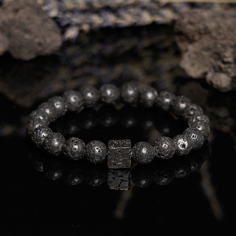 Bracelet en perles de pierre de lave naturelle Olivenorma de 8 mm