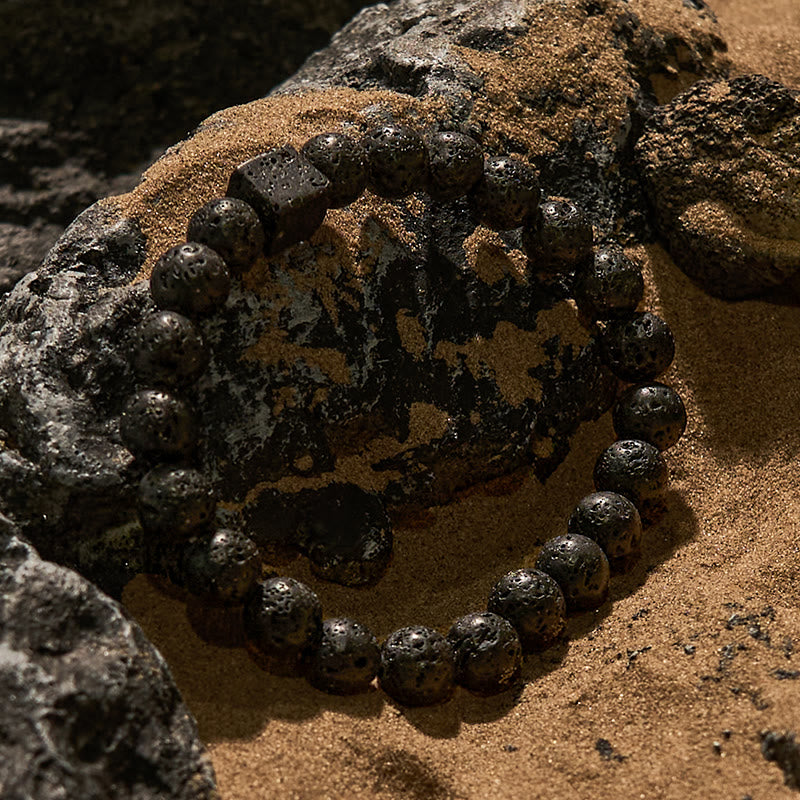Bracelet en perles de pierre de lave naturelle Olivenorma de 8 mm