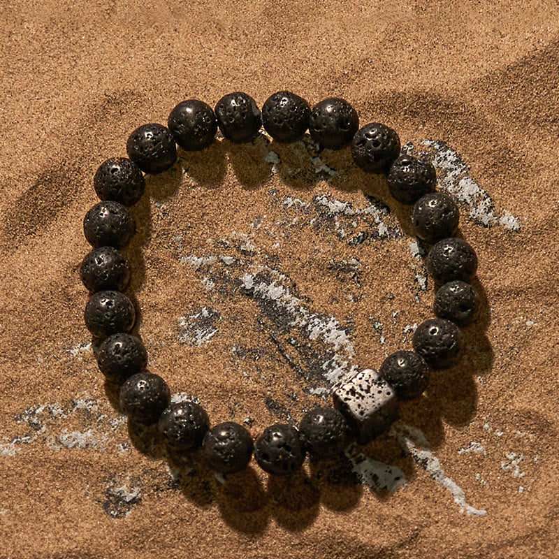 Bracelet en perles de pierre de lave naturelle Olivenorma de 8 mm