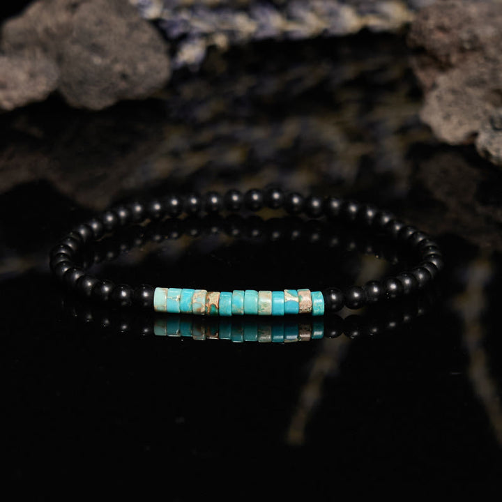 Bracelet de perles en pierre d'empereur en obsidienne à billes Olivenorma