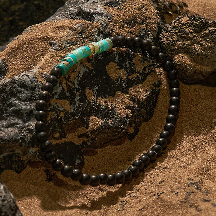 Bracelet de perles en pierre d'empereur en obsidienne à billes Olivenorma