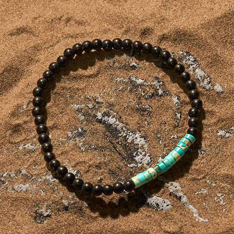 Bracelet de perles en pierre d'empereur en obsidienne à billes Olivenorma