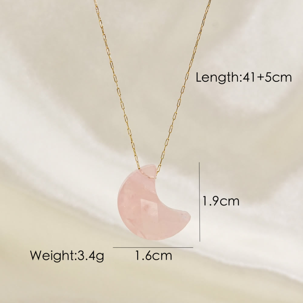 Collier pendentif en forme de lune taillée en cristal naturel Olivenorma