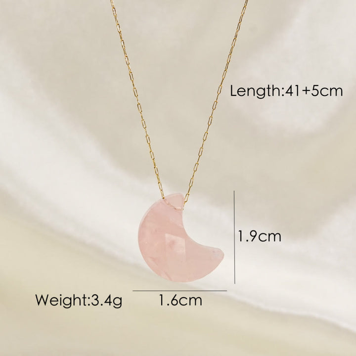Collier pendentif en forme de lune taillée en cristal naturel Olivenorma
