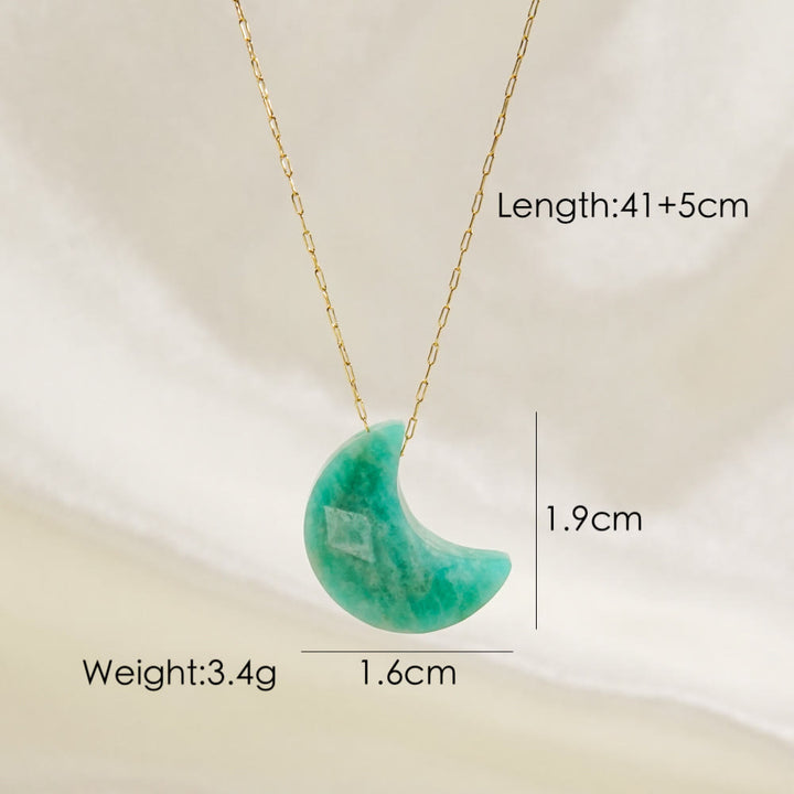 Collier pendentif en forme de lune taillée en cristal naturel Olivenorma