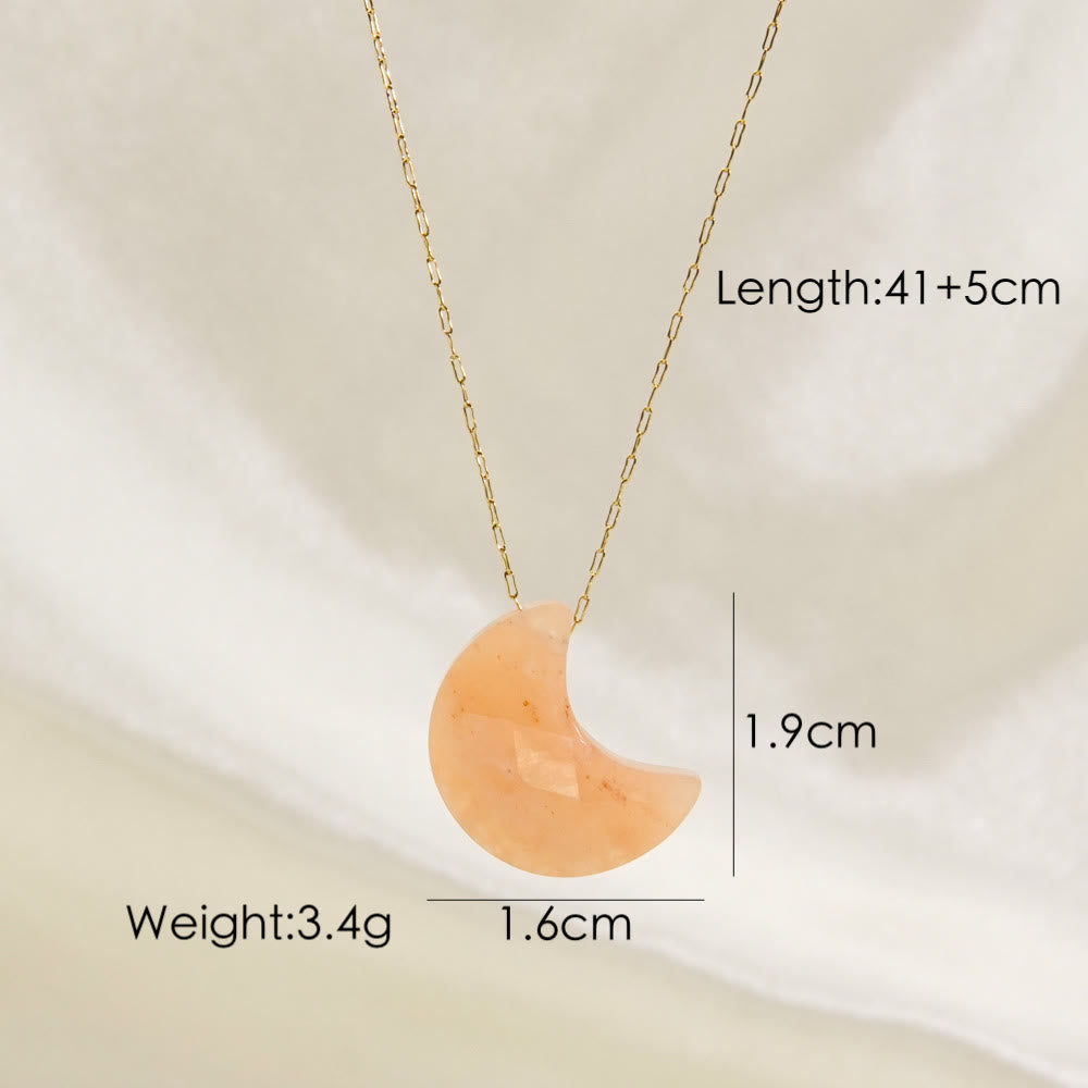 Collier pendentif en forme de lune taillée en cristal naturel Olivenorma