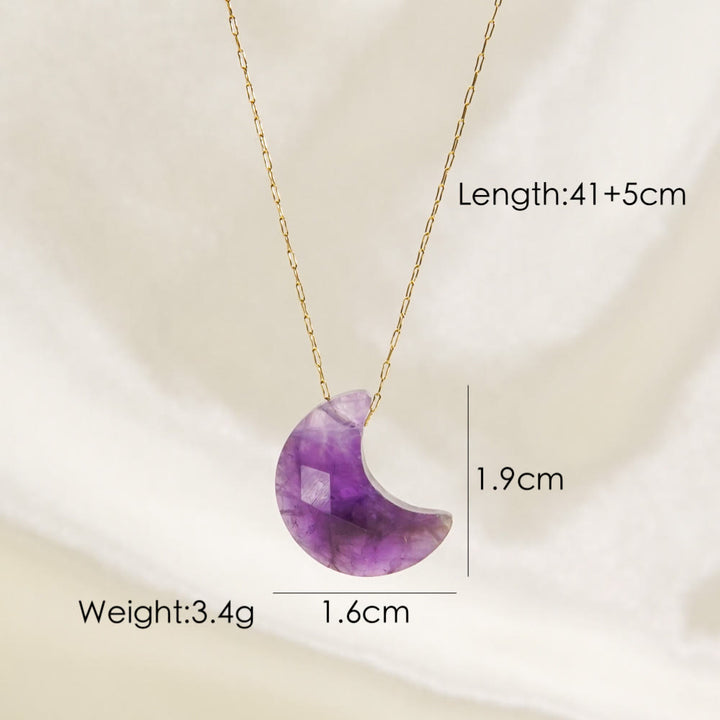 Collier pendentif en forme de lune taillée en cristal naturel Olivenorma