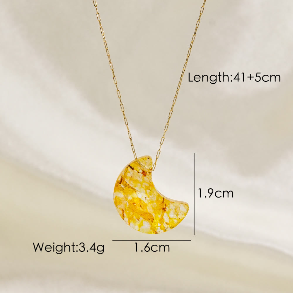 Collier pendentif en forme de lune taillée en cristal naturel Olivenorma