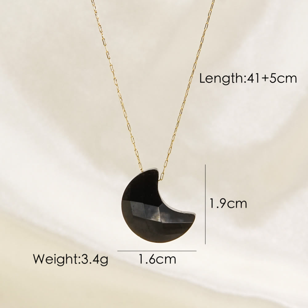 Collier pendentif en forme de lune taillée en cristal naturel Olivenorma
