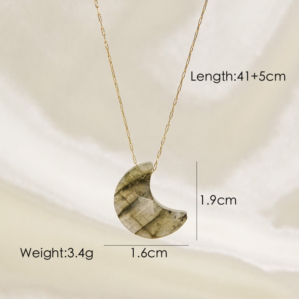 Collier pendentif en forme de lune taillée en cristal naturel Olivenorma