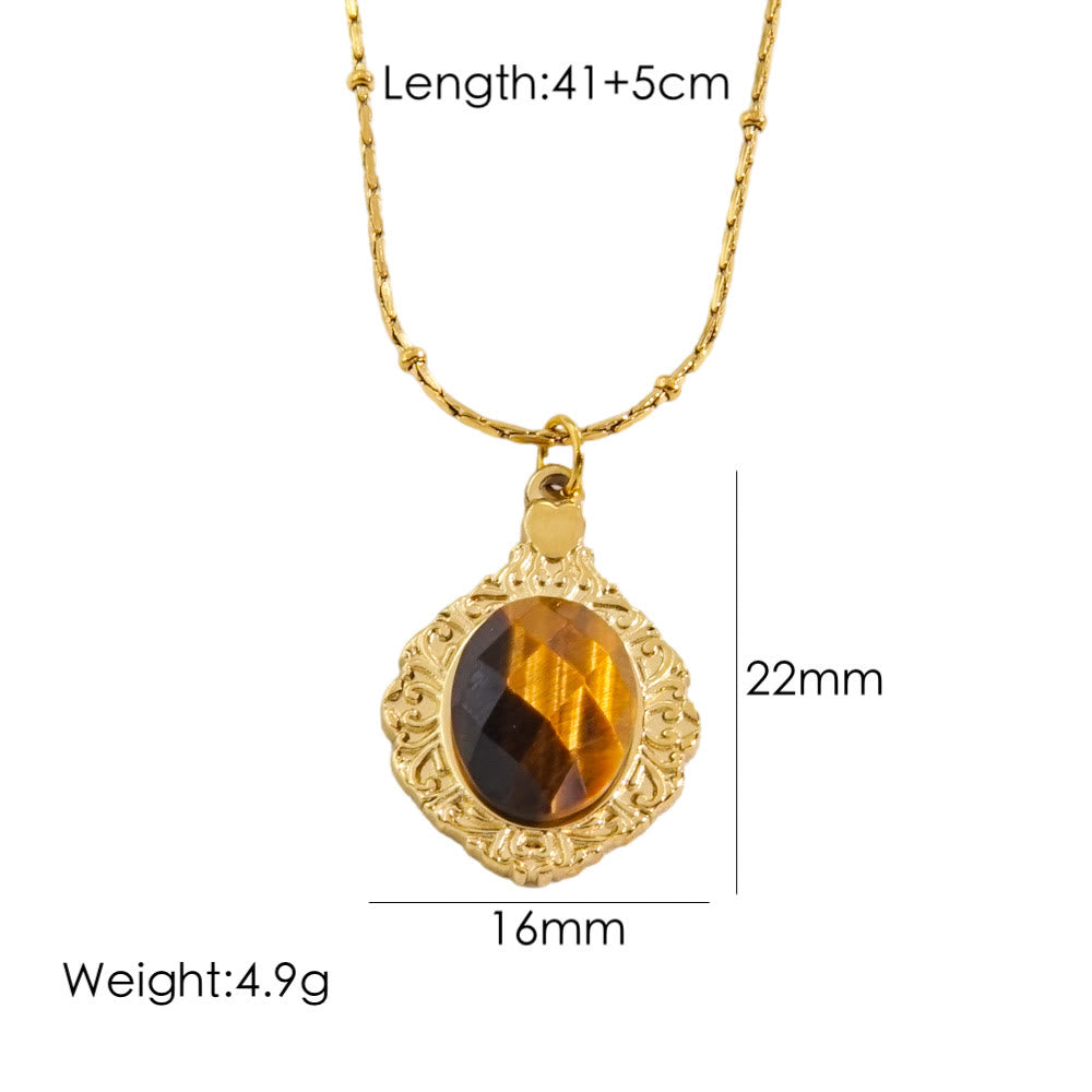 Collier avec pendentif en œil de tigre naturel Olivenorma