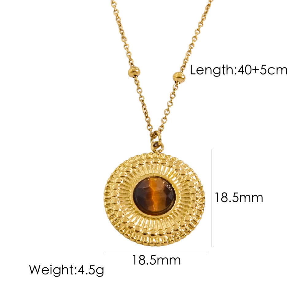 Collier avec pendentif en œil de tigre naturel Olivenorma