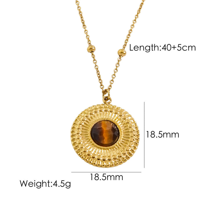 Collier avec pendentif en œil de tigre naturel Olivenorma