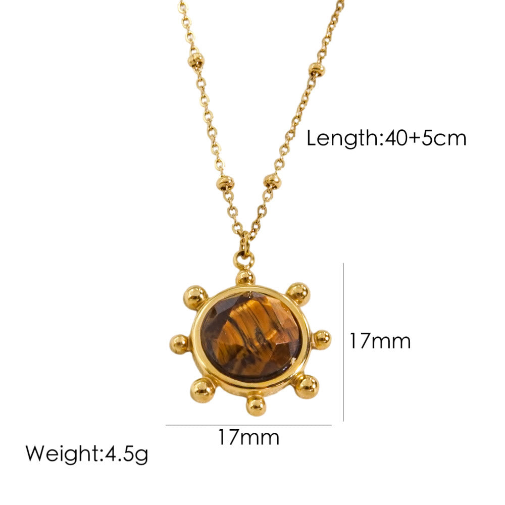 Collier avec pendentif en œil de tigre naturel Olivenorma