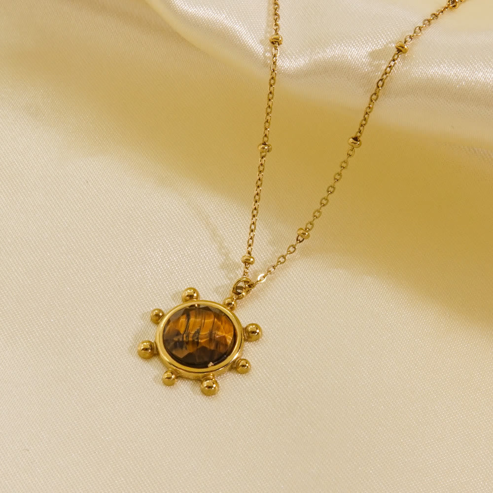 Collier avec pendentif en œil de tigre naturel Olivenorma