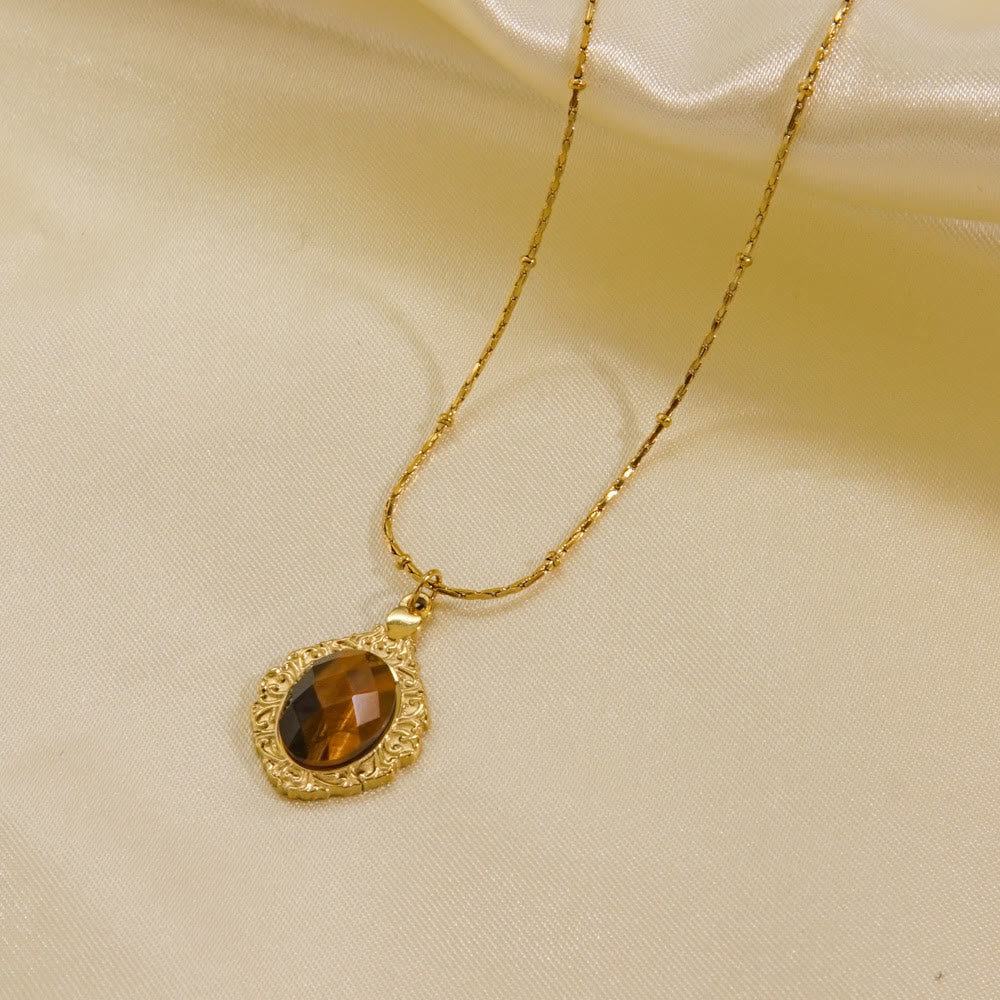 Collier avec pendentif en œil de tigre naturel Olivenorma