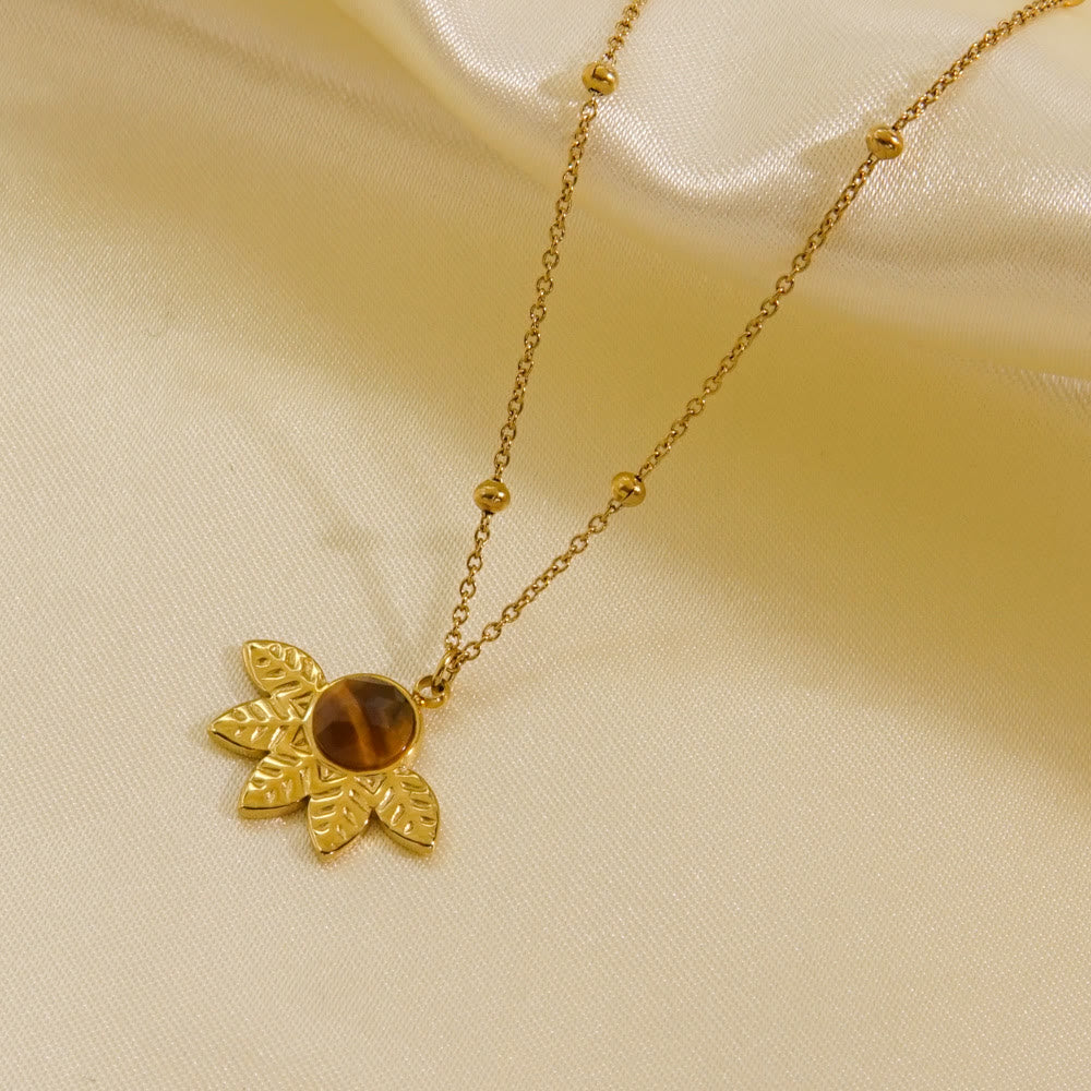 Collier avec pendentif en œil de tigre naturel Olivenorma