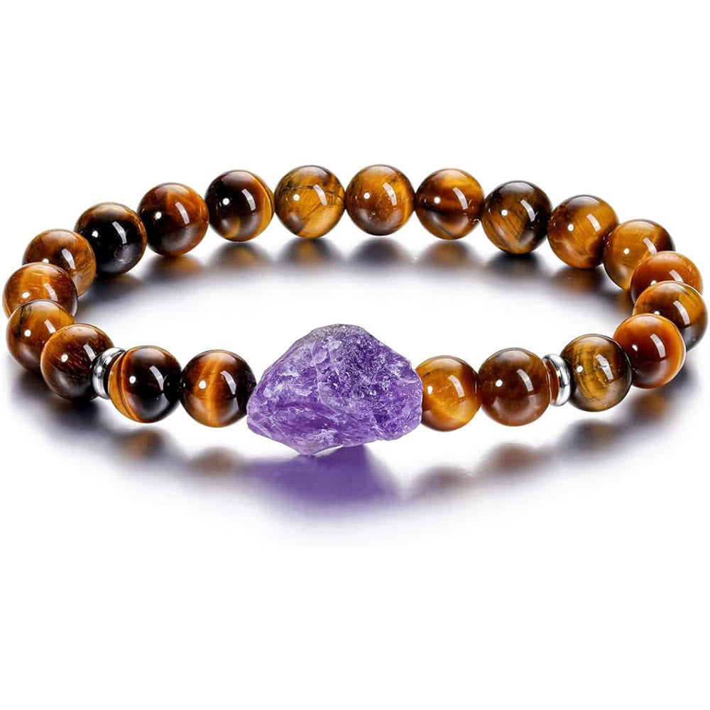 Bracelet en améthyste naturelle brute de 8 mm Olivenorma