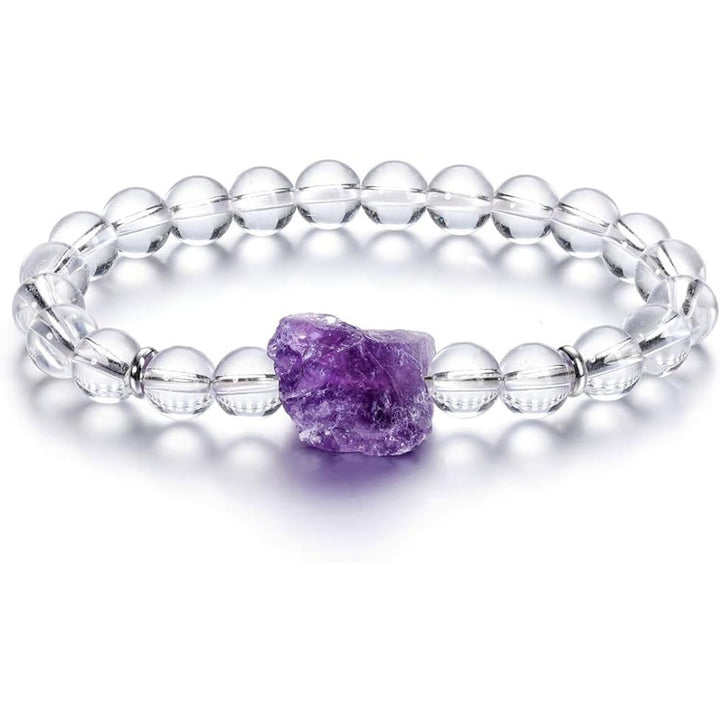 Bracelet en améthyste naturelle brute de 8 mm Olivenorma