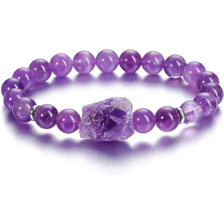 Bracelet en améthyste naturelle brute de 8 mm Olivenorma