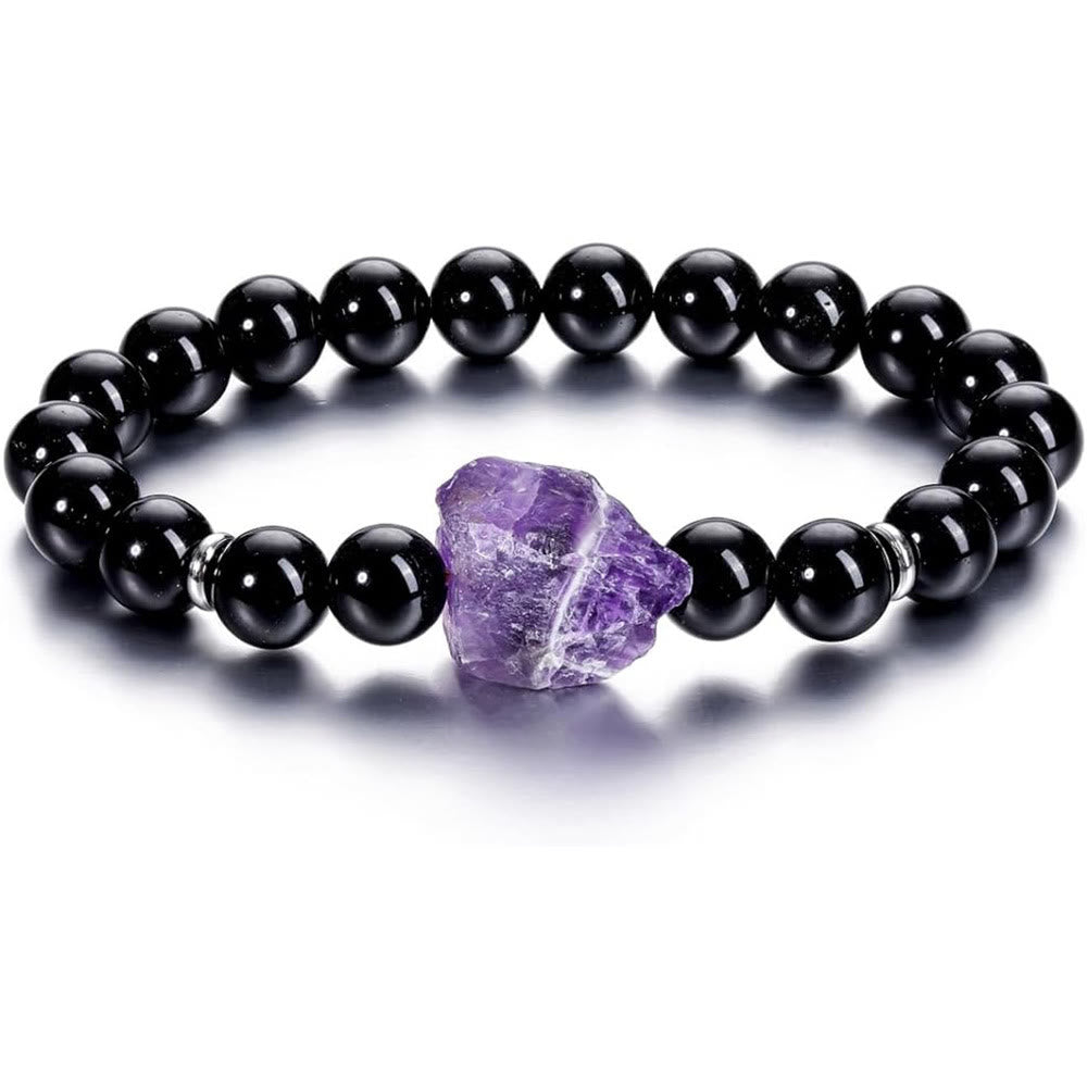 Bracelet en améthyste naturelle brute de 8 mm Olivenorma