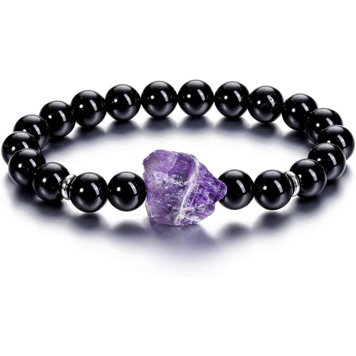 Bracelet en améthyste naturelle brute de 8 mm Olivenorma