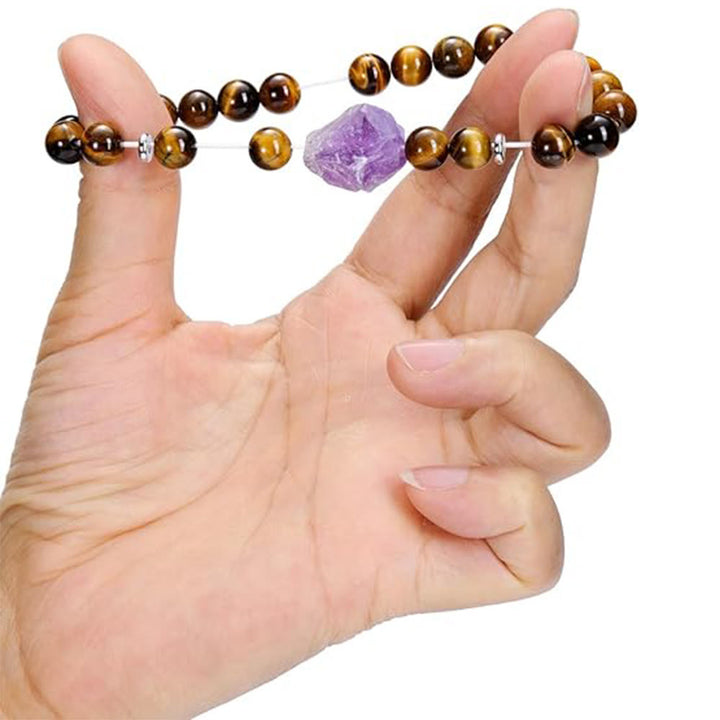 Bracelet en améthyste naturelle brute de 8 mm Olivenorma